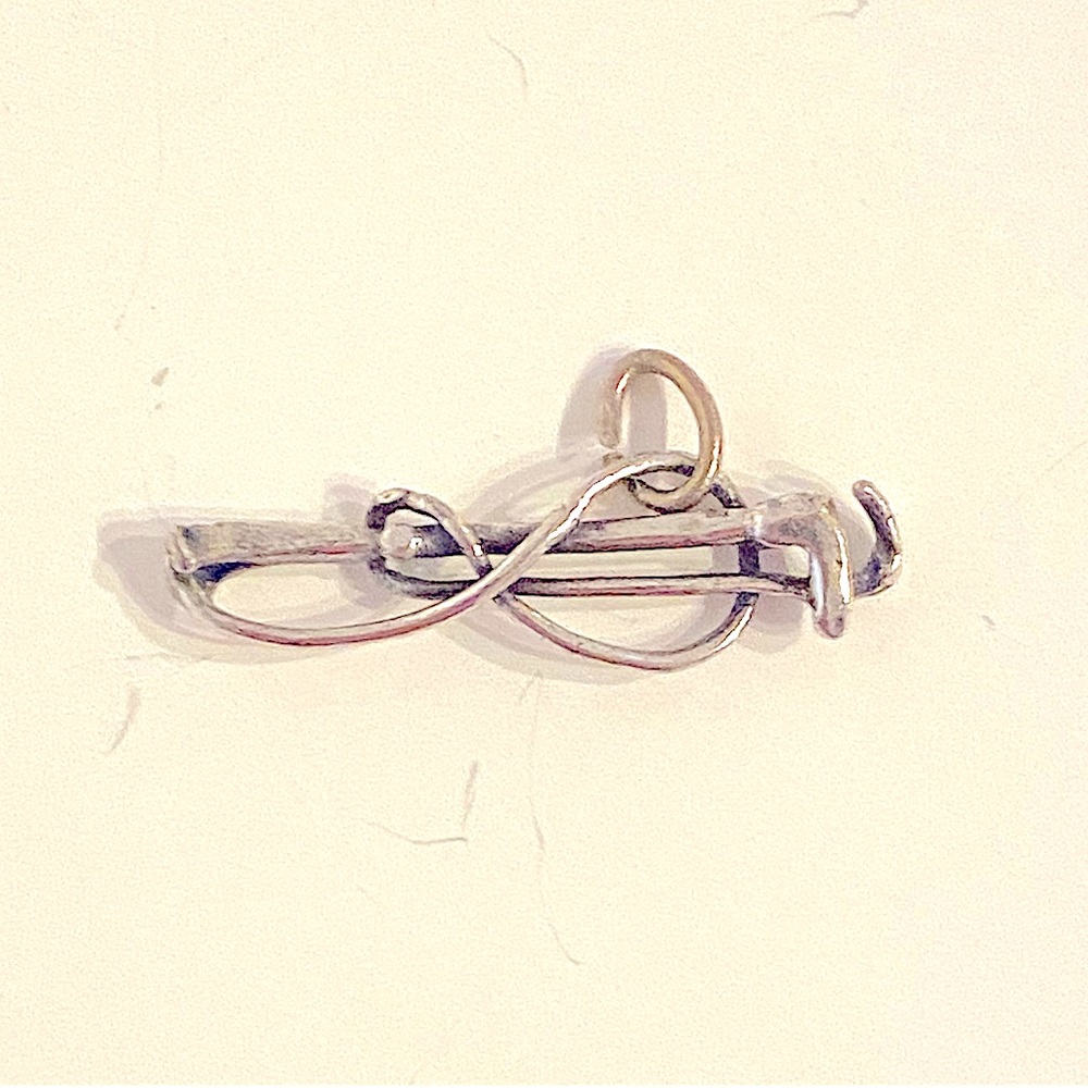 Vintage silver horse riding crop / lunge whip charm for bracelet